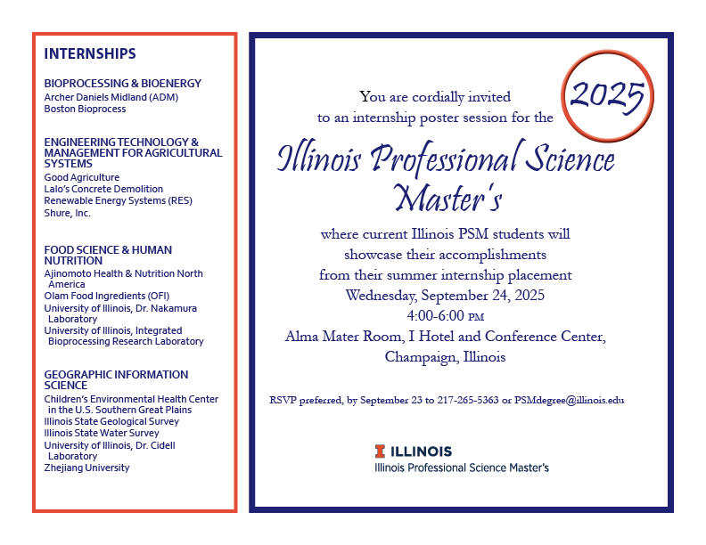 Illinois Professional Science Master's Poster Showcase, Sept. 24, 2025